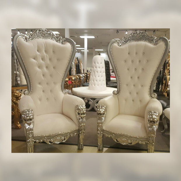 Luxury King & Queen Throne Chair Silver